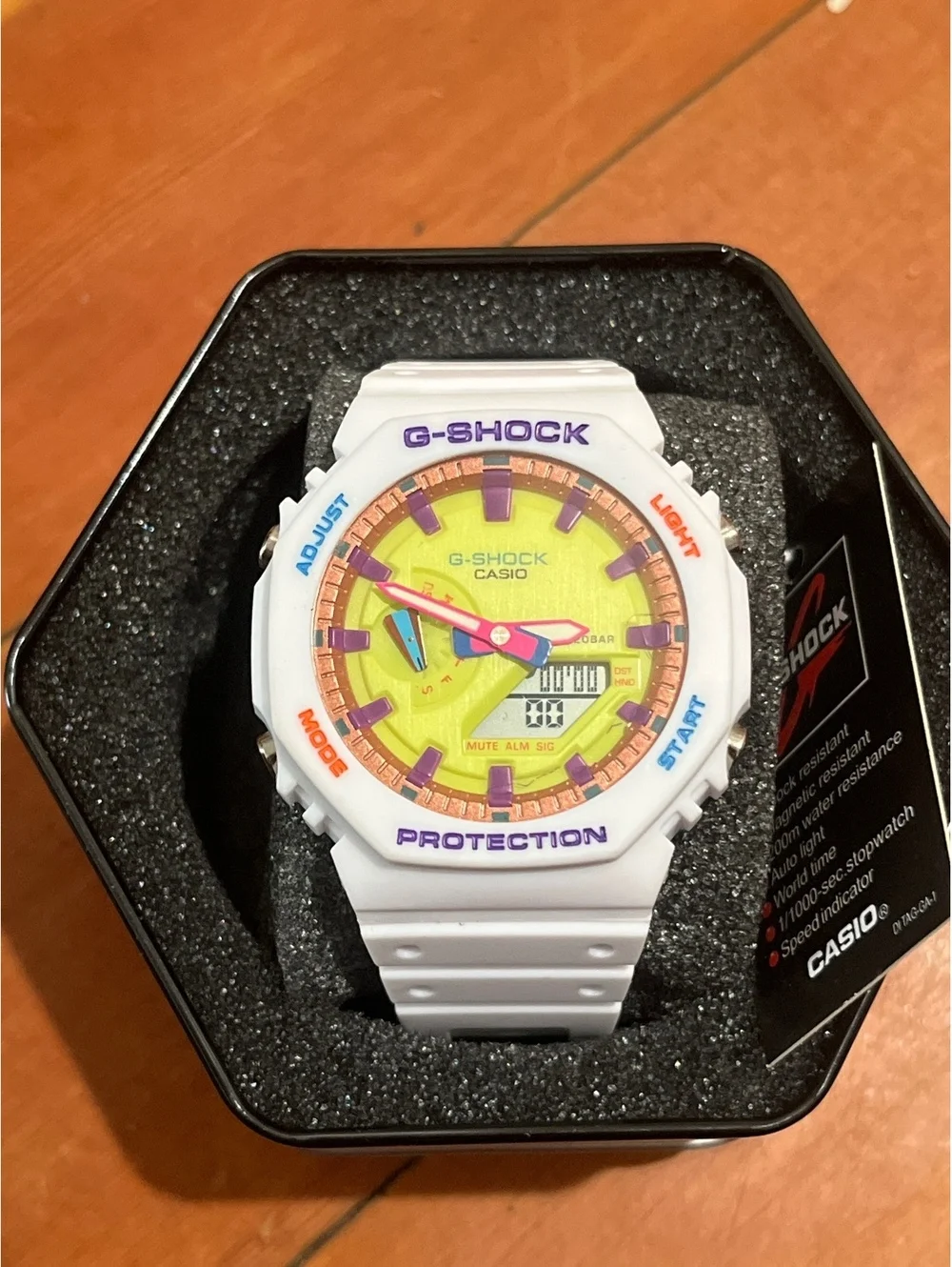Casio G-Shock White Resin Watch with Multicolor Dial